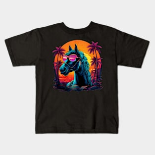 Retro Wave Andalusia Horse Kids T-Shirt
